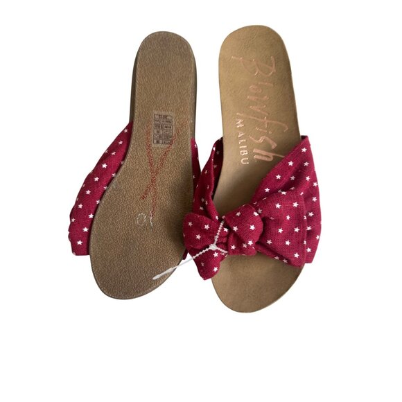 BLOWFISH Red White Polka Dot Slide Sandals Size 6.5 - Picture 5 of 5